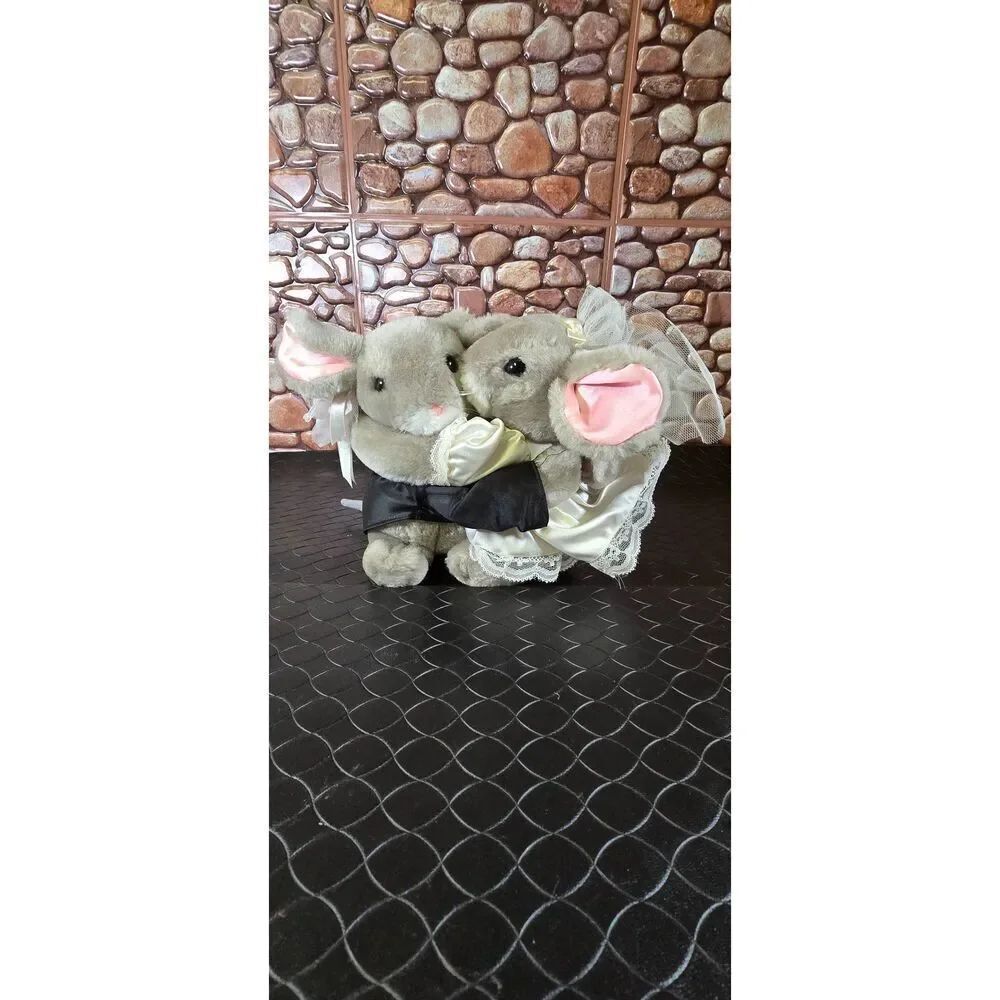 Vintage Dakin "Moustrimony" wedding plush set from 1986 #A46